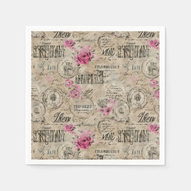 A French Ephemera Design Series 24 Napkin (Front)