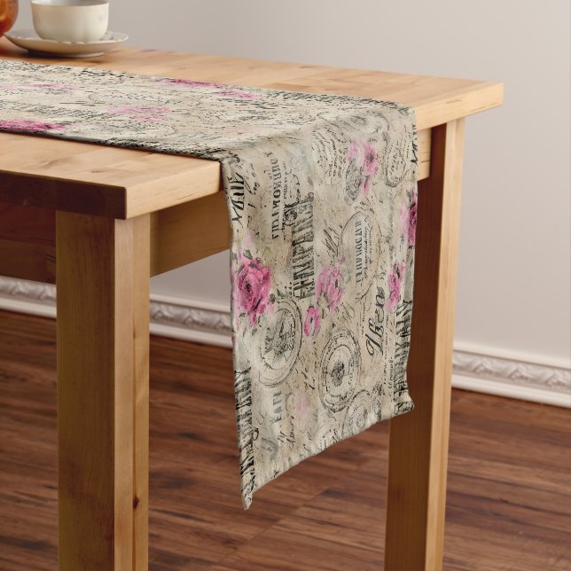 A French Ephemera Design Series 24 Short Table Runner (In Situ)