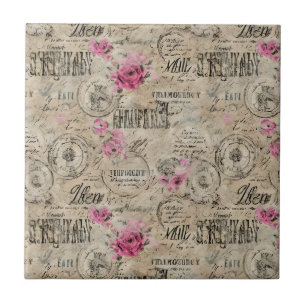 A French Ephemera Design Series 24 Tile