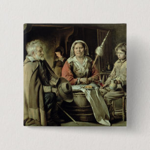 A French Interior, c.1645 2 Inch Square Button