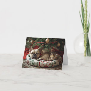 A  frenchy dog merry christmas holiday card