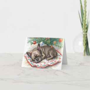 A  frenchy dog merry christmas holiday card