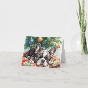 A  frenchy dog merry christmas holiday card