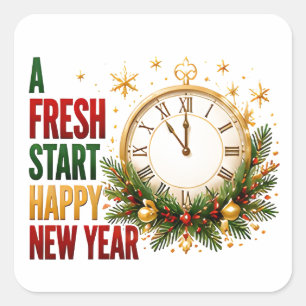 A Fresh Start Happy New Year Holiday Cheer Square Sticker