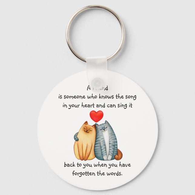 A Friend Friendship Love Quote Cute Cats  Card Keychain (Front)