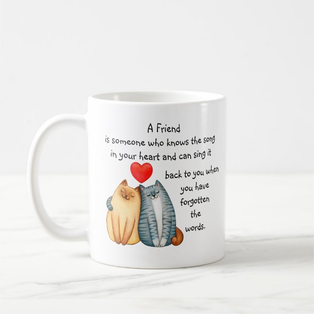 A Friend Friendship Love Quote Cute Cats Mug (Left)