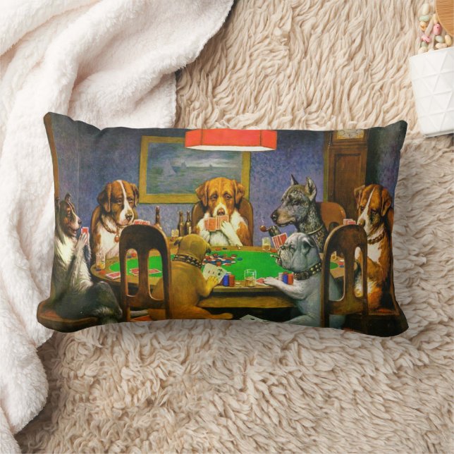 A Friend in Need Dogs Playing Poker  Lumbar Pillow (Blanket)