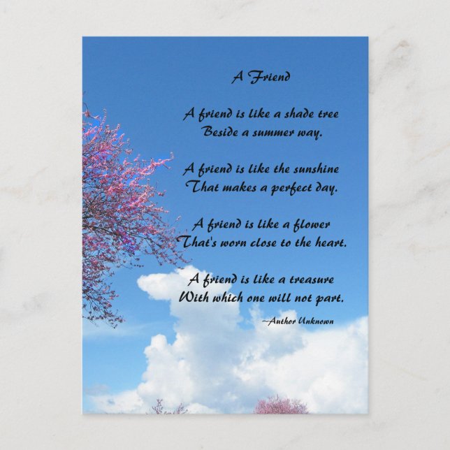 A Friend Poem Postcard (Front)