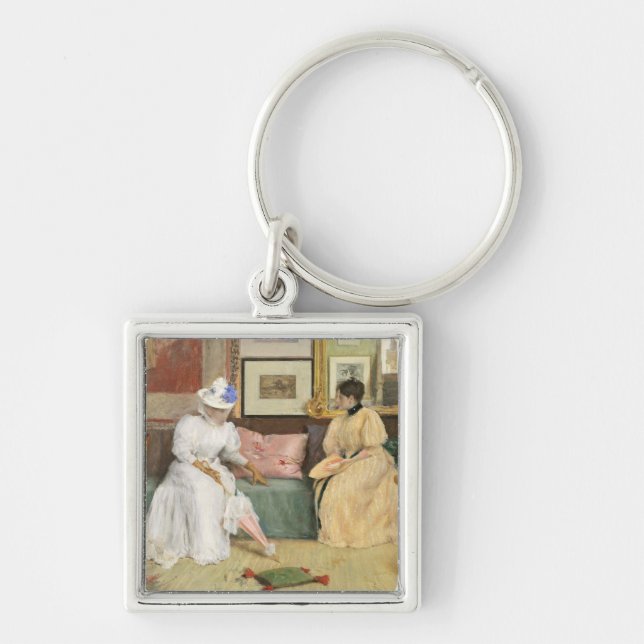 A Friendly Call, 1895 (oil on canvas) Keychain (Front)