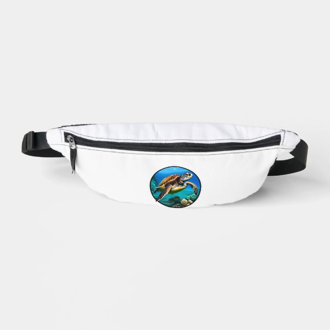 A friendly sea turtle swimming in the ocean fanny pack (Front)