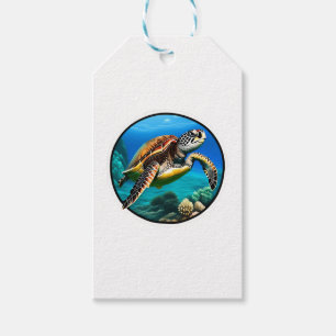 A friendly sea turtle swimming in the ocean gift tags