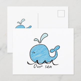 A FRIENDLY WHALE IN HIS SEA POSTCARD