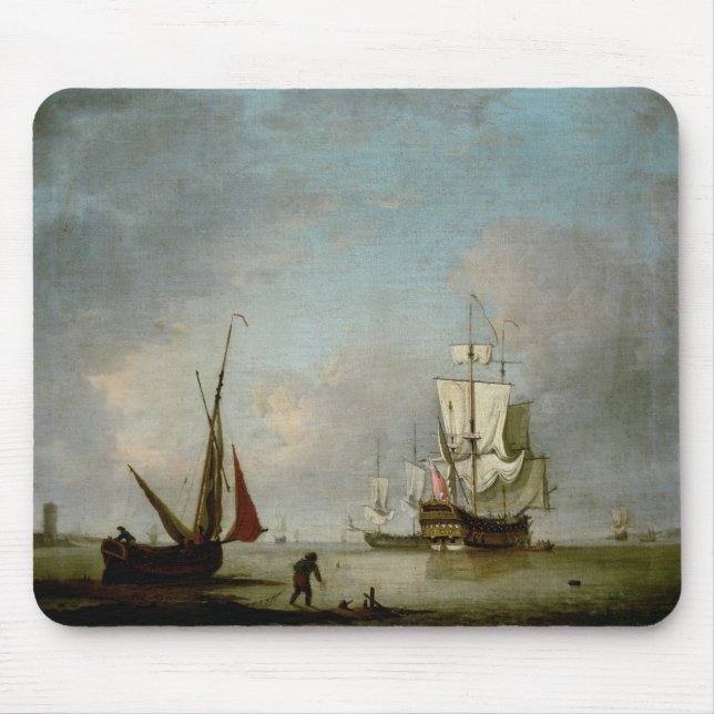 A Frigate in Calm Water Mouse Pad (Front)