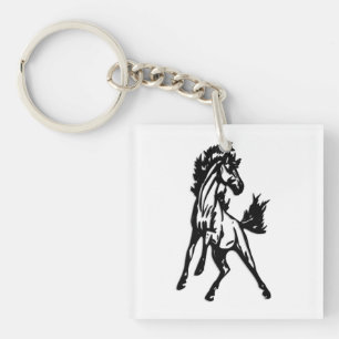 A Frisky Jumping Horse in the Wild Keychain