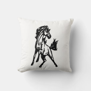 A Frisky Jumping Horse in the Wild Throw Pillow
