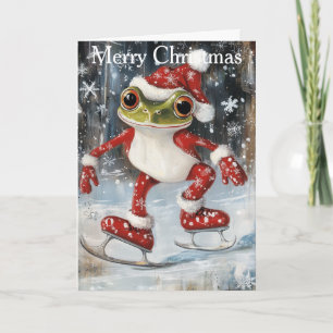 A Frog Ice Skating Holiday Card