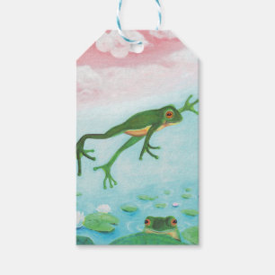 A Frog Jumps Into The Pond Illustration  Gift Tags