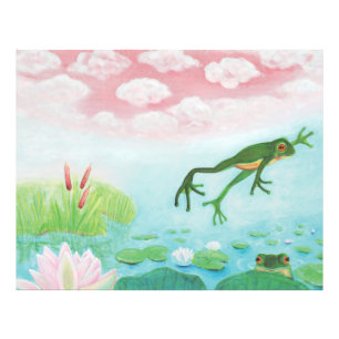 A Frog Jumps Into The Pond Illustration Photo Print