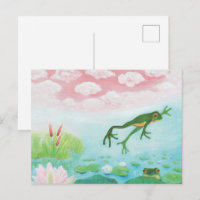 A Frog Jumps Into The Pond Illustration