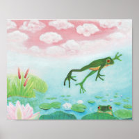 A Frog Jumps Into The Pond Illustration 