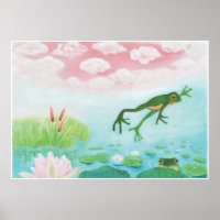 A Frog Jumps Into The Pond Illustration