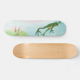 A Frog Jumps Into The Pond Illustration  Skateboard