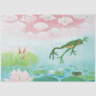 A Frog Jumps Into The Pond Illustration  Tissue Paper