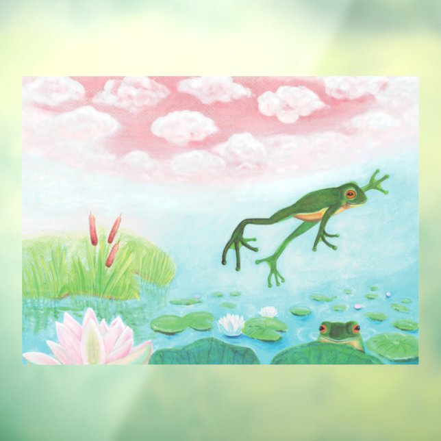 A Frog Jumps Into The Pond Illustration   Window Cling (Sheet 3)