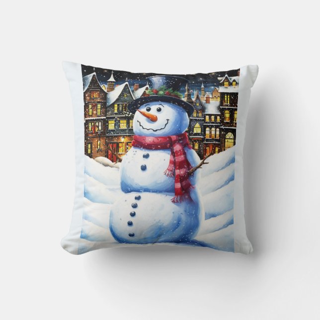 A FROSTY CHRISTMAS EVE THROW PILLOW (Front)