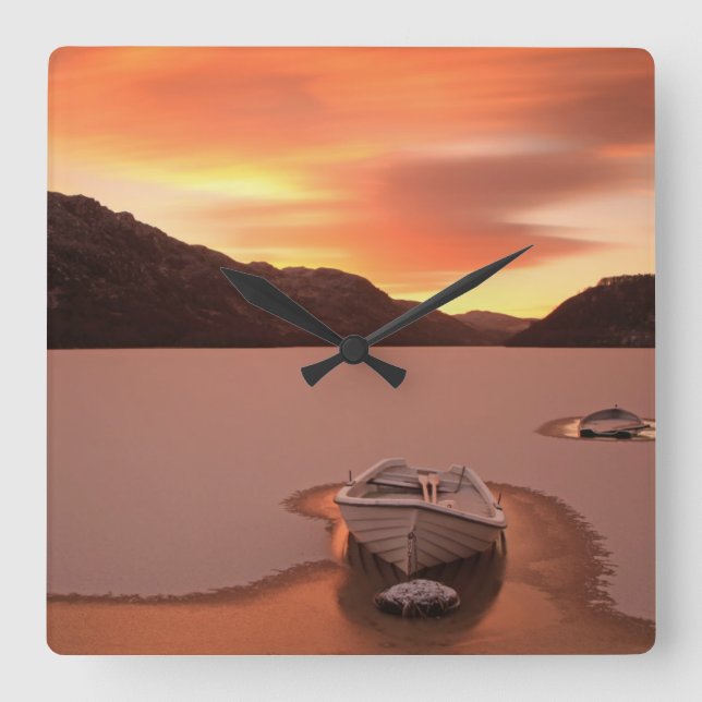A Frozen Loch | Ruthven, Uk Square Wall Clock (Front)