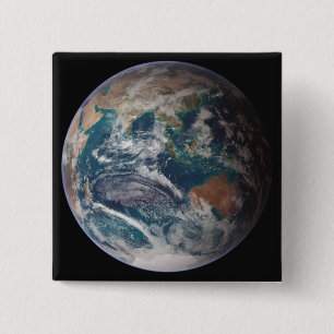 A full view of Earth showing global data 2 Inch Square Button