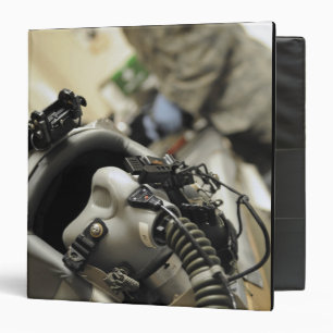 A fully assembled flight crew helmet binder
