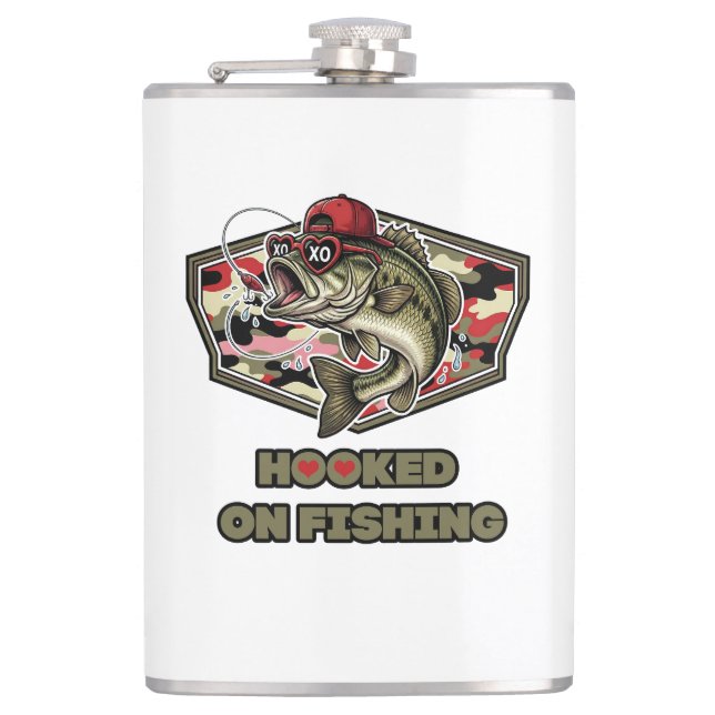 A fun and bold illustration of a cool bass hip flask (Front)