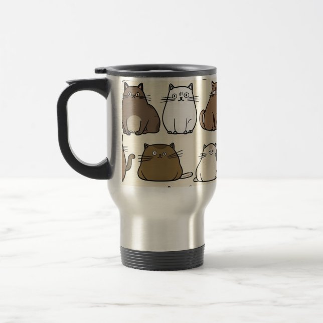 A Fun and Whimsical Cute Cat Design Travel Mug (Left)