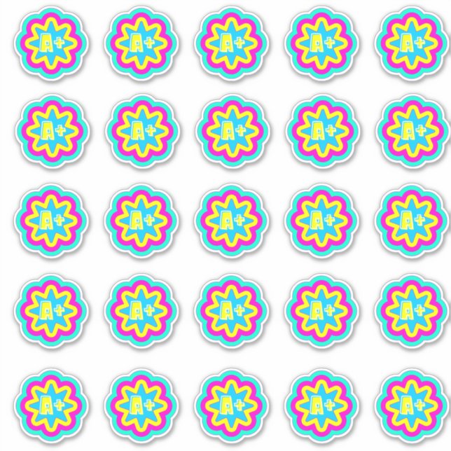 A+ Fun Cute Color Comment Reward Teacher Stickers (Front)