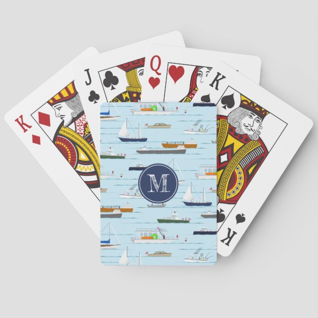 A fun Day on the River nautical boating sailing Playing Cards (Back)