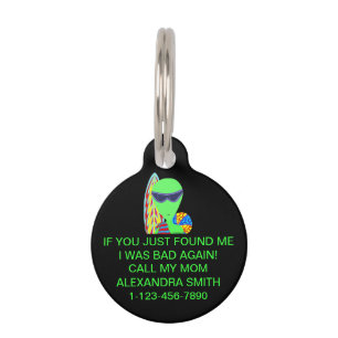 A Fun LGM Alien Vacation Summer Time Bad Dog Pet Tag