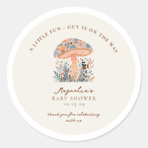 A Fun Little Guy is on the Way Baby Shower  Classi Classic Round Sticker