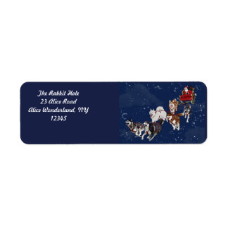 A fun pack of husky's pulling Santa's sleigh