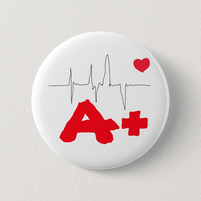 A+ Funky Blood Type Heart Rate Button (Front)