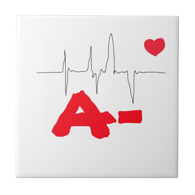 A- Funky Blood Type Heart Rate Medical Tile (Front)