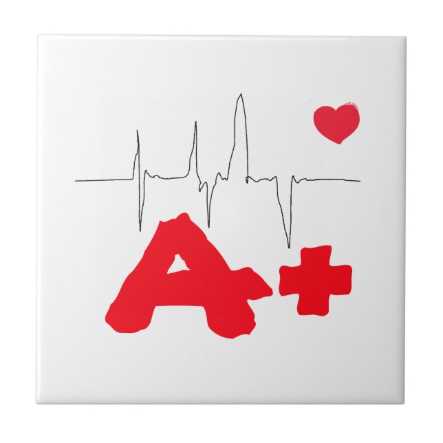 A+ Funky Blood Type Heart Rate Tile (Front)