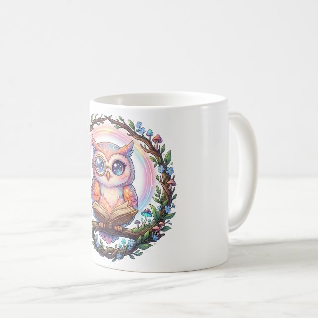 A Funky Celestial Owl Scholar Mug! Coffee Mug (Front Right)