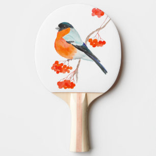 A funny bullfinch on a rowan tree branch ping pong paddle