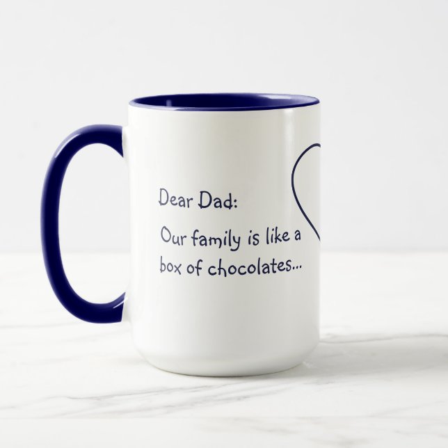 A funny custom text mug for a family member (Left)