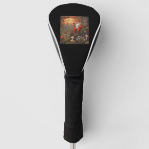 A funny gnome drinking wine at sunset   golf head cover