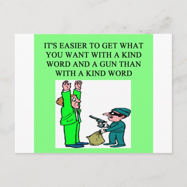 a funny gun proverb postcard (Front)