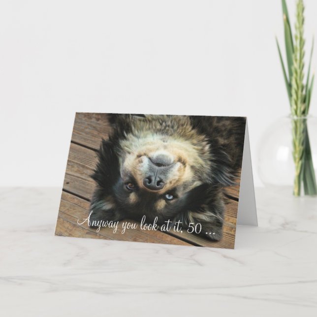 A Funny Happy 50th Birthday Card With a Cute Dog (Front)