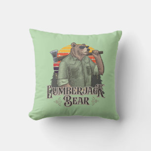 A funny jigsaw with a cartoon bear throw pillow