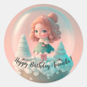 A funny little doll on a cloud classic round sticker